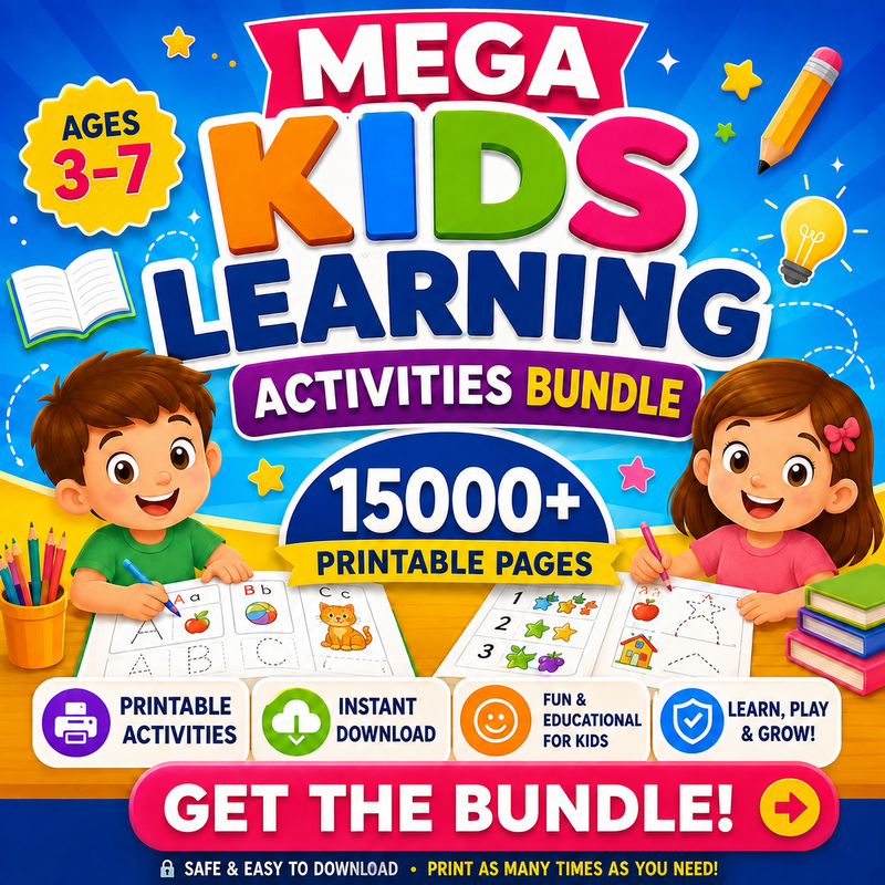 Mega Kids Learning Activities Bundle: 15,000+ Printable Educational Games